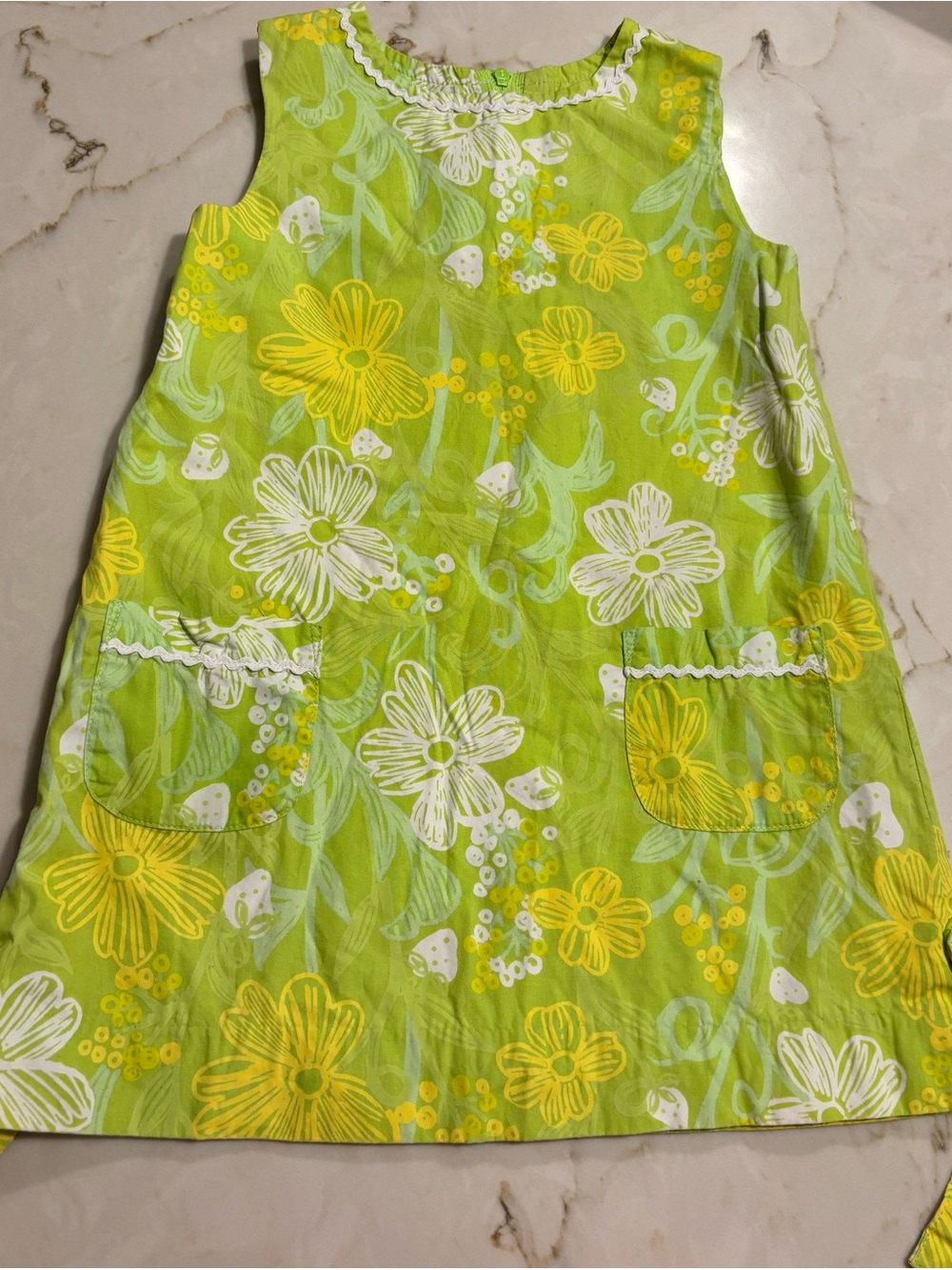 Lilly Pulitzer Lime Floral Sundress with White Trim